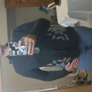 Boden Gray Cardigan with Blue and Cream Accents